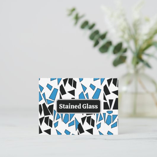 Black Blue Stained Glass Pattern 名刺 (スタンド正面)