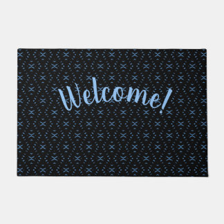 Black & Blue Tribal Boho Personalized Doormat ドアマット