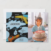 Black Blue Water Gun Invitations with photo 招待状 (正面)