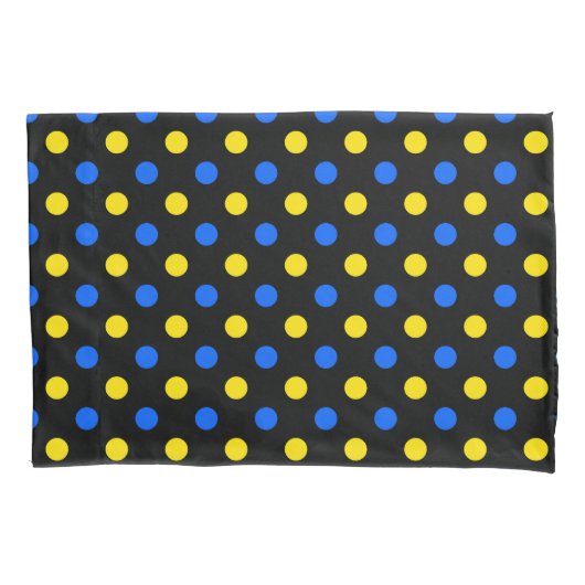 Black Blue Yellow Polka Dots Design  枕カバー (正面)