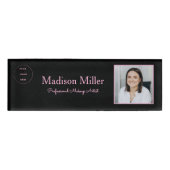 Black Blush Pink Your Logo Photo Makeup 名札 (正面)