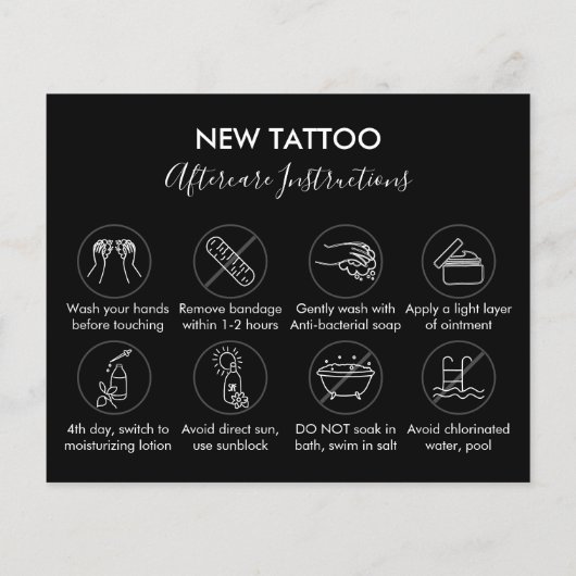 Black Body Art Salon Aftercare Instructions Tattoo チラシ (裏面)