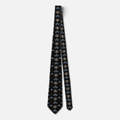 Black bohemian retro evil eye pattern ネクタイ (正面)