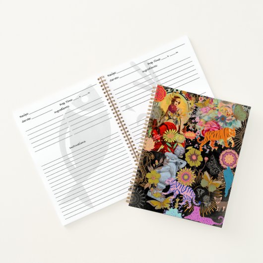 Black Boho Collage Gypsy Soul Botanical Floral ノートブック (内部)