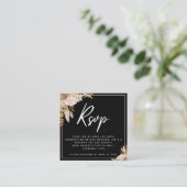 Black Boho Dried Palm Pampas Grass QR Code Rsvp エンクロージャーカード (スタンド正面)