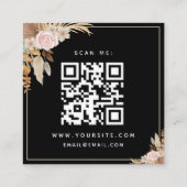 Black Boho Dried Palm Pampas Grass QR Code Rsvp エンクロージャーカード (裏面)