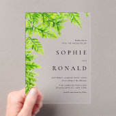 Black Boho Minimalist Foliage Wedding アクリル招待状 (インサイチュ (ポータブル))