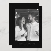 Black Boho Photoモダン結婚のモダン 招待状 (正面/裏面)