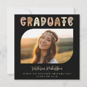 Black Boho Photo Announcement Invitation 招待状 (正面)