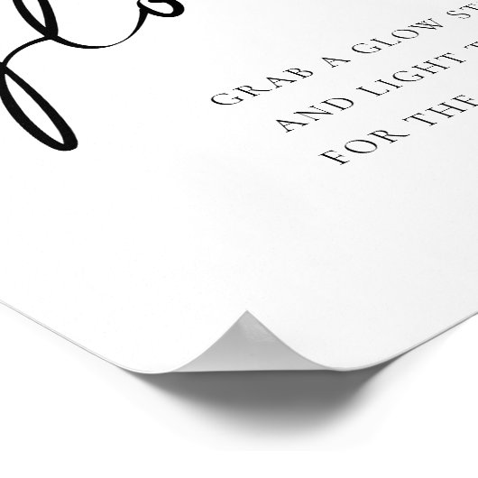 Black Bold Handritten Script Let Love Glow Wedding ポスター (角)