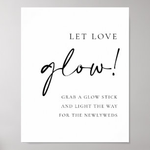 Black Bold Handritten Script Let Love Glow Wedding ポスター