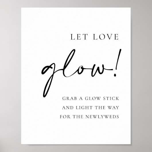 Black Bold Handritten Script Let Love Glow Wedding ポスター (正面)