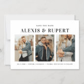 Black Bold Typography Three Photo Save the Date マグネット招待状 (正面)