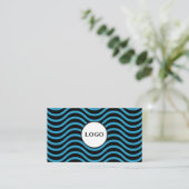 Black Bondi Blue Wave Design Business Card 名刺 (スタンド正面)