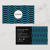 Black Bondi Blue Wave Design Business Card 名刺 (正面/裏面)