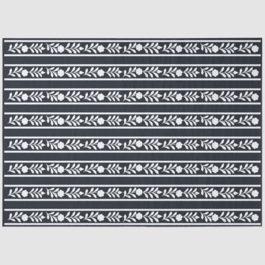 Black Bone Inlay Floral Border Decoupage Paper 薄葉紙 (正面)