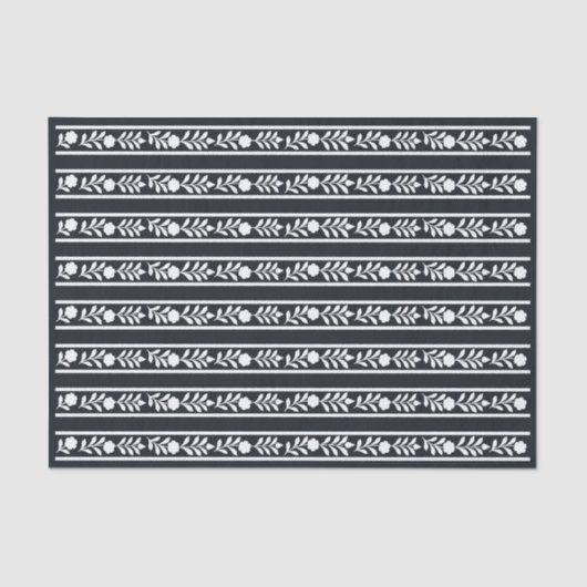 Black Bone Inlay Floral Border Decoupage Paper 薄葉紙 (正面)