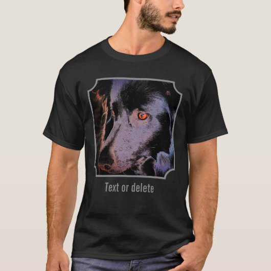 Black Border Collie Dog Face Abstract Art Tシャツ (正面)