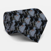 Black Border Collie Dog Face Animal Art Pattern ネクタイ (ロール)