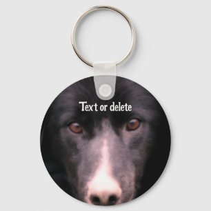 Black Border Collie Face Dog Personalized キーホルダー