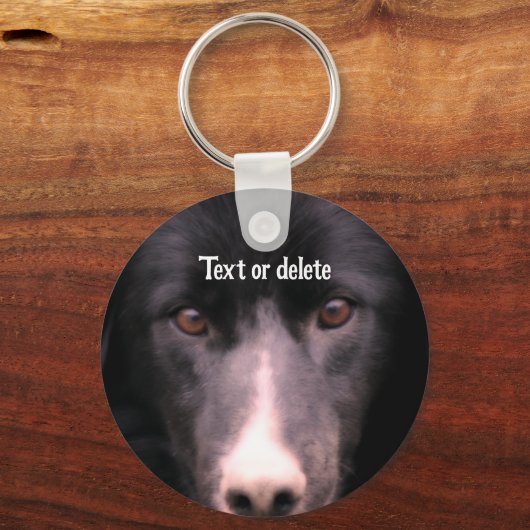 Black Border Collie Face Dog Personalized キーホルダー (裏面)