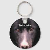 Black Border Collie Face Dog Personalized キーホルダー (裏面)