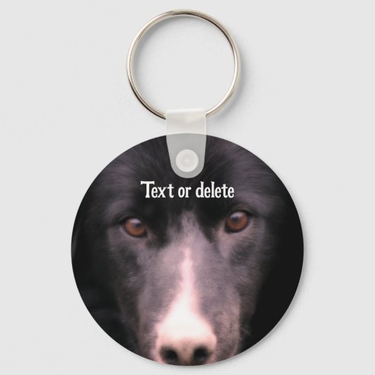 Black Border Collie Face Dog Personalized キーホルダー (裏面)