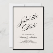 Black Border Ivory Modern Save the Date 招待状 (正面)