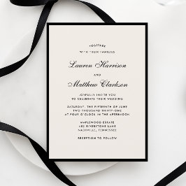 Black Border Ivory Modern Wedding Invitation 招待状
