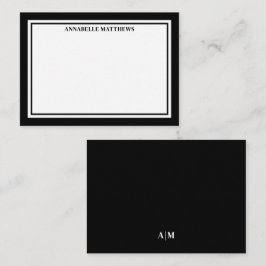 Black Border Minimalist Name Monogram ノートカード