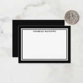 Black Border Minimalist Name Monogram ノートカード (正面/裏面インサイチュ)