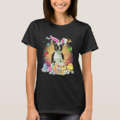 Black Boston Terrier Dog Bunny Easter Eggs Basket  Tシャツ (正面)
