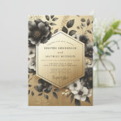 Black Botanical Opulent Wedding 招待状 (スタンド正面)