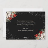 Black Botanical Snowflakes New Year Card シーズンカード (裏面)