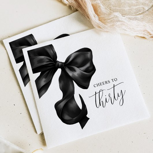Black Bow 30th 40th 50th Birthday  スタンダードカクテルナプキン