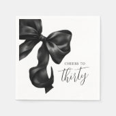 Black Bow 30th 40th 50th Birthday  スタンダードカクテルナプキン (正面)