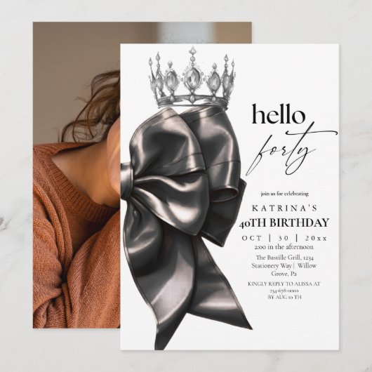 Black Bow 40th Birthday 招待状 (正面/裏面)