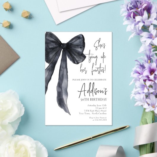 black bow 50th Birthday Party Invitation アクリル招待状 (インサイチュ (ウェディング))