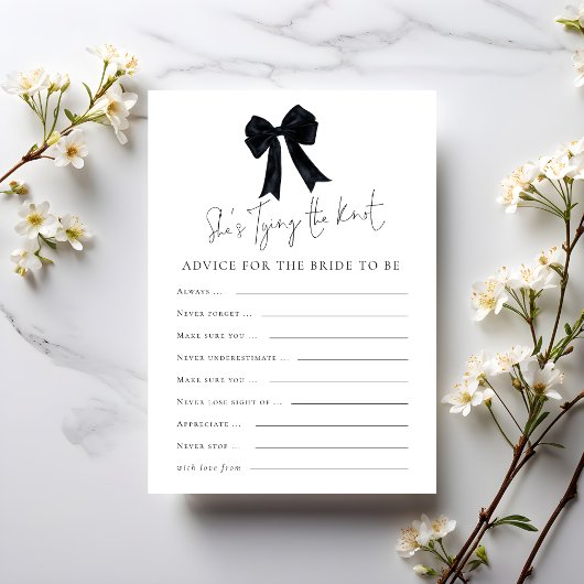 Black Bow Advice for Bride Bridal Shower Game Card 招待状