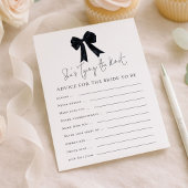Black Bow Advice for Bride Bridal Shower Game Card 招待状