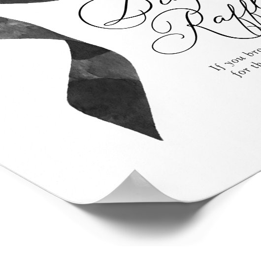 Black Bow Baby Shower Diaper Raffle Sign ポスター (角)