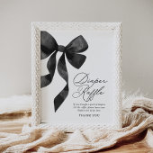 Black Bow Baby Shower Diaper Raffle Sign ポスター