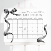 Black Bow Baby Shower Guess Due Date Calendar ポスター