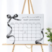 Black Bow Baby Shower Guess Due Date Calendar ポスター