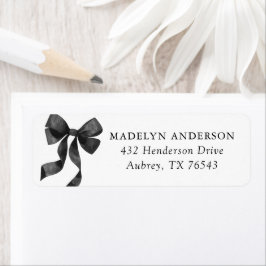 Black Bow Baby Shower Return Address ラベル