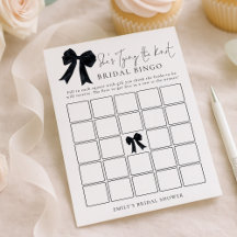 Black Bow Bingo Bridal Shower Game Card