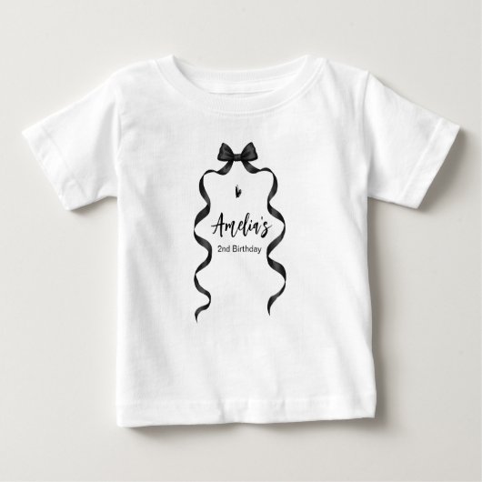 Black Bow Birthday Any Age  ベビーTシャツ (正面)