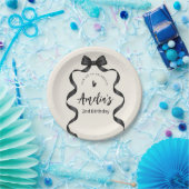 Black Bow Birthday Any Age  ペーパープレート (パーティー)