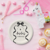 Black Bow Birthday Any Age  ペーパープレート (パーティー)