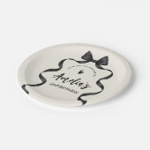 Black Bow Birthday Any Age  ペーパープレート (アングル)